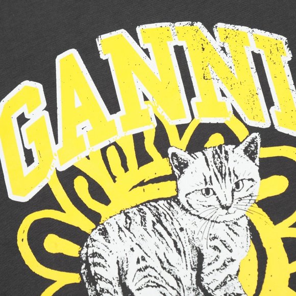 Ganni black printed short sleeve T-shirt - Picture 5 of 6